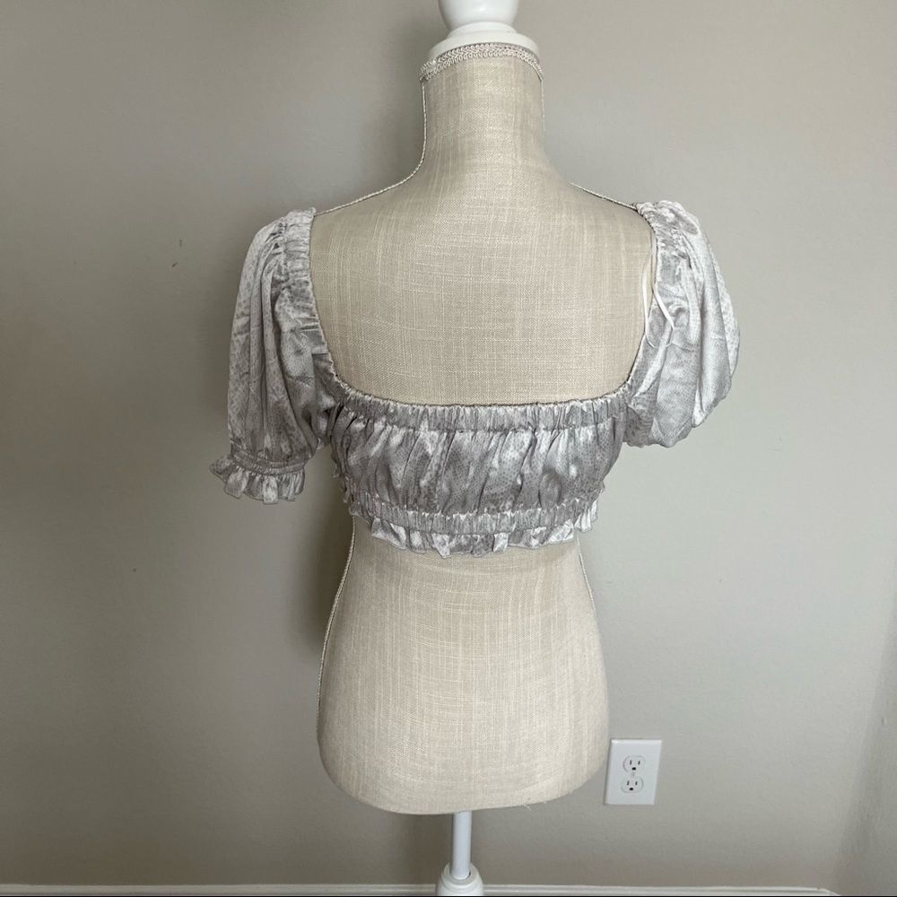 Lioness White Silver Puff Sleeve Crop Top - Picture 3 of 5